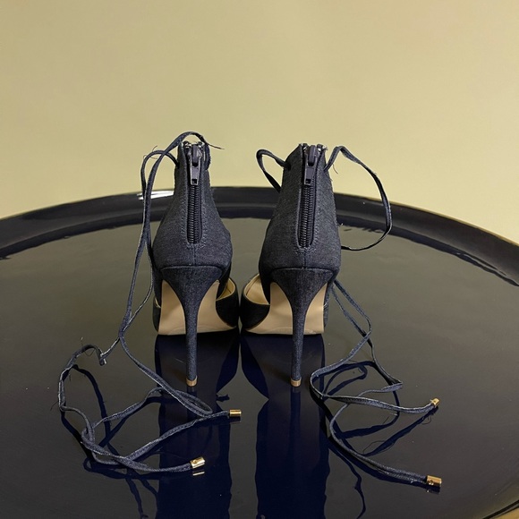 JustFab Denim Lace-up Heels - Picture 2 of 5